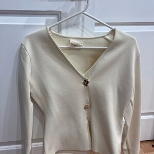 Ena Pelly Off-White V-Neck Cardigan